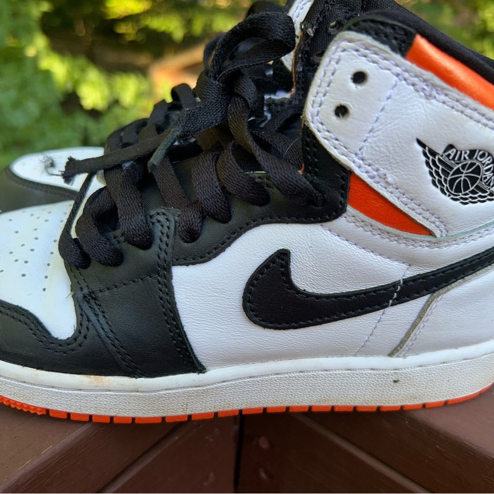 Jordan Kids' Black, White, and Orange Sneakers